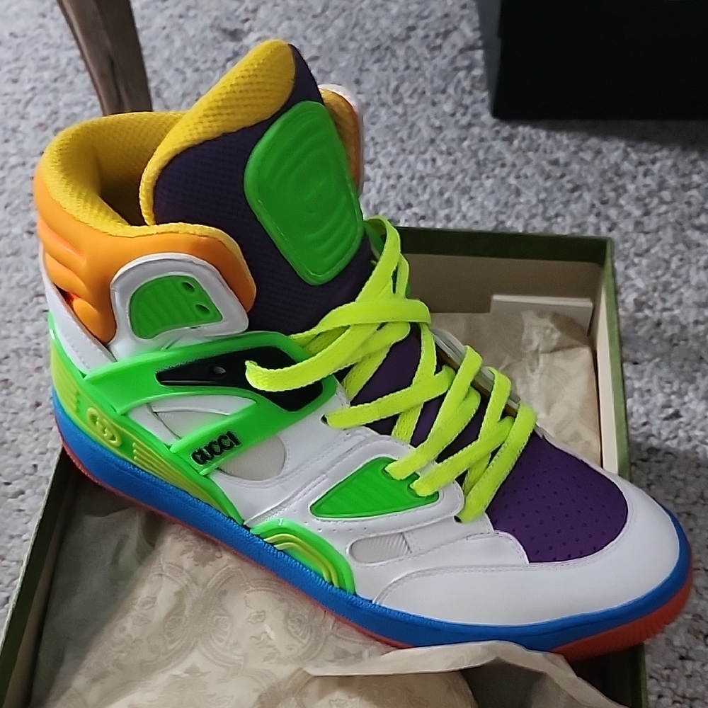 Gucci Demetra Colorful High-Top Sneakers Basketball Size 37.5 Fit Like US 8